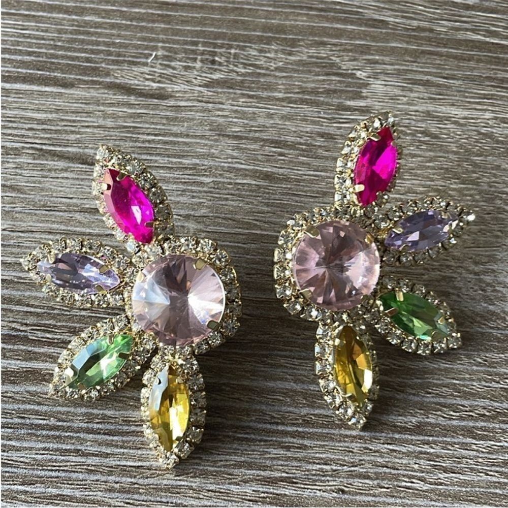 MulticolorâflowerâearringâN326 - Picture 3 of 5